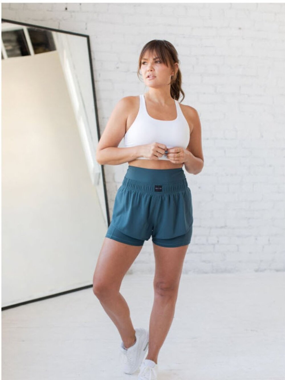 Savvi Zion Women's Athletic Running Shorts in Ocean Blue Size Medium